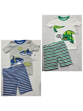 NWT Members Mark Kids Boys Pajama Sets Sz 8 Lot Of 2 Pairs Short Sleeve Shorts